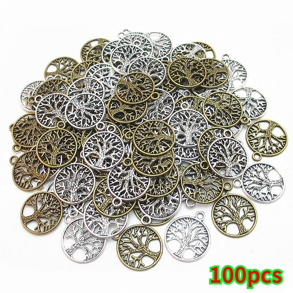 10pcs 100pcs Tree of Life Charms Pendants DIY Antique Charms Pendant for Crafting Bracelet Necklace Jewelry Findings Jewelry Making Accessory 23.5mm