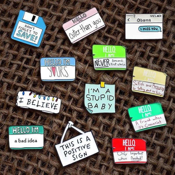 Creative Inspiration Chaude Texte Combinaison Tendance Goutte Sauvage Goutte D'huile Broche Denim Sac Badge Meilleur Ami Parti Cadeau