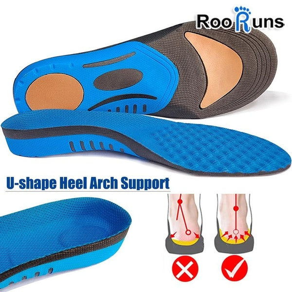 RooRuns 1 PAIR Orthopedic Insoles Orthotics Flat Foot Health Sole Pad for Shoes Insert Arch Support Pad for Plantar Fasciitis Feet Care Insoles(35-46