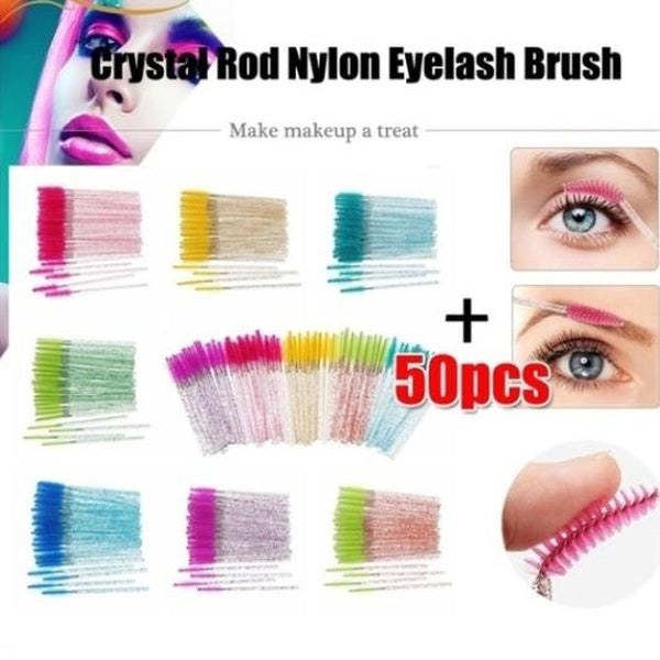25-50 pièces maquillage cristal brillant jetable brosse à cils mascara brosse baguettes cils curling peigne applicateur de sourcils