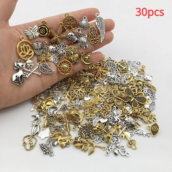 30Pcs Mixed Vintage Metal Animal Birds Charms Beads DIY Bracelet Pendant Neacklace Accessories For Jewelry Making Findings