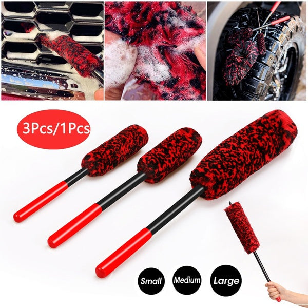 3Pcs-1Pcs Car Wheel Brush Car Beauty Accessories Auto Detailing Cleaning for Car Wheel Hubs Tire Rims Cleaning (Size: S M L)