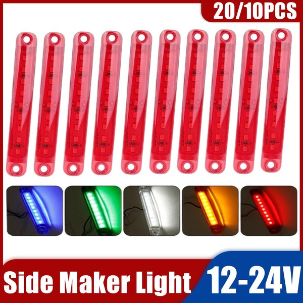 20-10PCS New Bright 12V-24V Étanche 9 LED Side Marker Light Lampe Indicateur Barre Lumineuse Pour Camion Remorque Bus Bateau Rv Camions - Jaune - Rou
