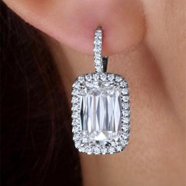 Fashion Bridal Wedding Earrings Jewelry Silver Plated Diamond White Sapphire Hoop Dangle Earrings for Women Ear Accessories Matron Inn