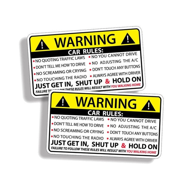 Warning Rules Decal Car Window Door Bumper Sticker
