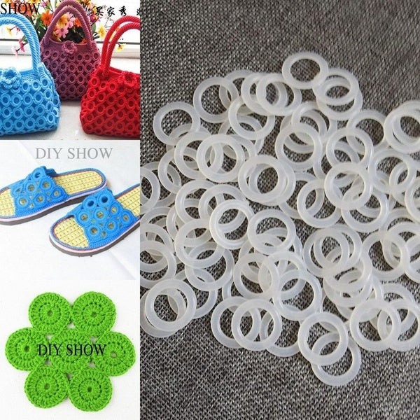 WellieSTR 210 pièces 19mm Mini bricolage anneau de Crochet anneau en plastique O anneau en plastique cercle crochet en plastique artisanat outil pour