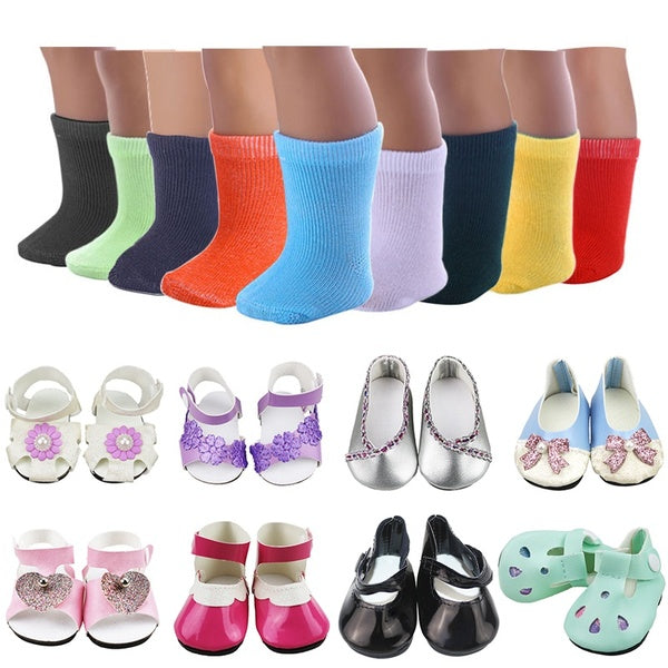 2 Pairs Doll Socks-1 Pair Doll Shoes Fits 18 Inch Girl Doll Accessories Doll Socks Handmade Doll Baby Toy Accessorie Children Best Birthday Gift
