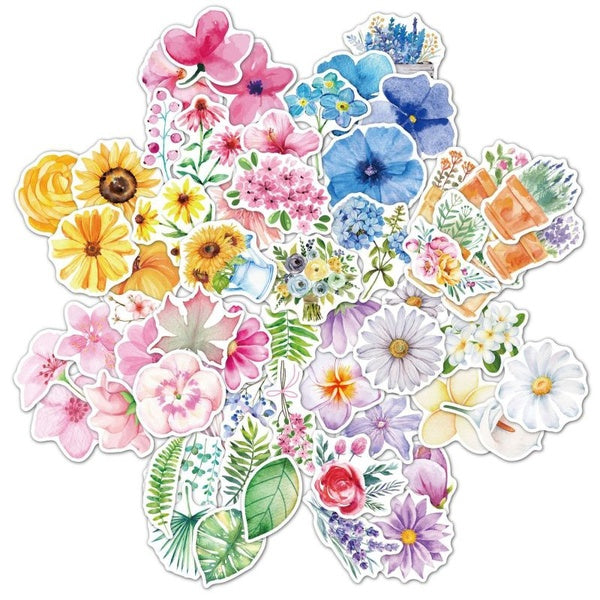Hundred Flowers Blooming Elements Graffiti Stickers PVC Waterproof Stickers Car Trunk Laptop Guitar Stickers