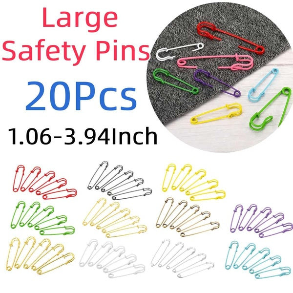 Lot de 20 grandes épingles de'sûreté en métal pour couture, épingles à linge pour travaux manuels en tissu, accessoires de couture, fournitures d'art