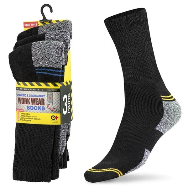 3-12 Pairs Men's Cotton Diabetic Health Crew Circulatory Boot Socks Men's Size 10-13 (12 Pack)