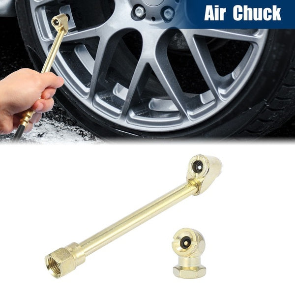 2 in 1 1-4" FNPT Dual Head Tire Chuck and Closed Ball Air Chuck Set Gold Tone for Car