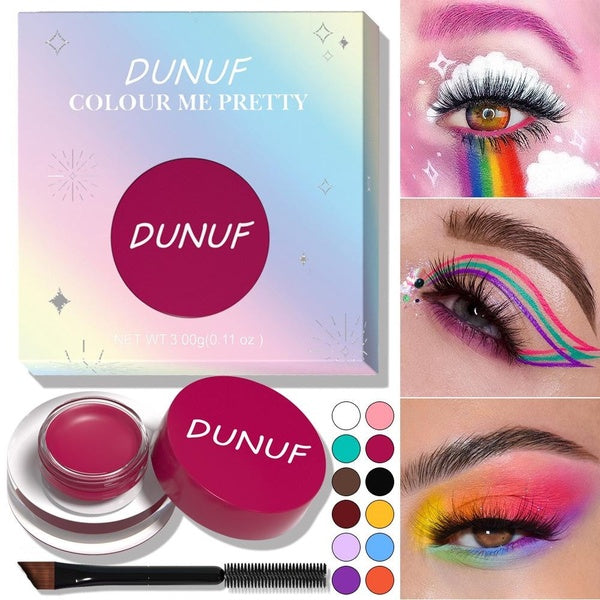DUNUF 12 Colors Face-Body Colour Waterproof Eyeshadow Long Lasting Eyeliner Matte Color Eyebrow Coloring Paste Makeup Cosmetic