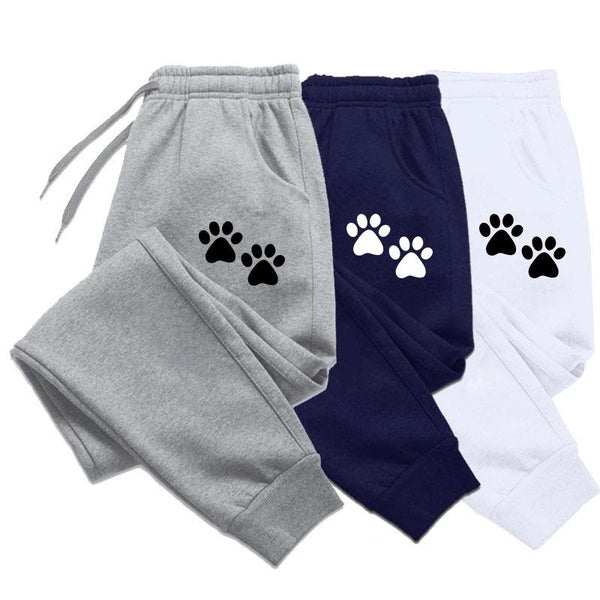 Pantalon de jogging imprimé patte de chat mignon pour femme, pantalon de survêtement en coton, pantalon long décontracté pour le sport, le fitness, l