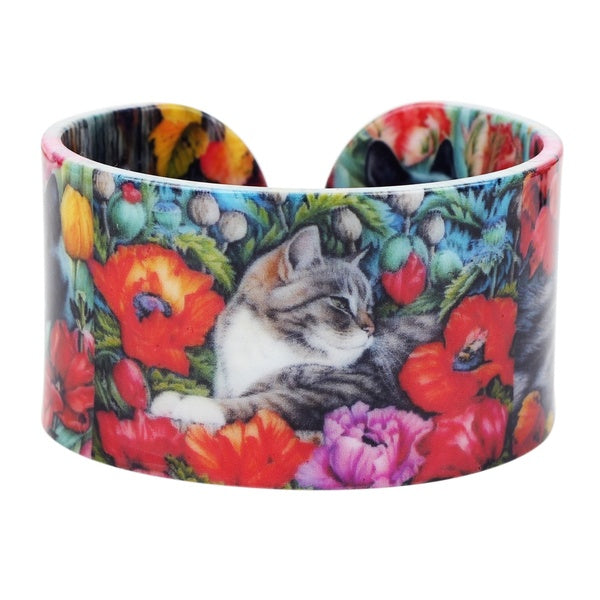 Plastic Colorful Elegant Cat Bangles Bracelets Fashion Craft Hairless Cat Jewelry For Women Girls Pet Charms Gifts