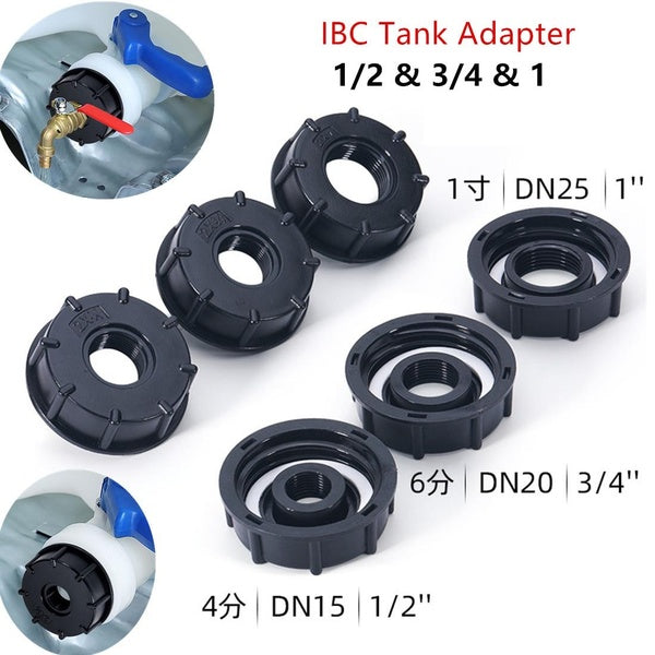 IBC Tote Tank Fittings S60X6 Coarse 60mm Female Thread Thread To 1-2" 3-4" 1" Garden Hose Connector IBC Tank Valve Replacement Adapter