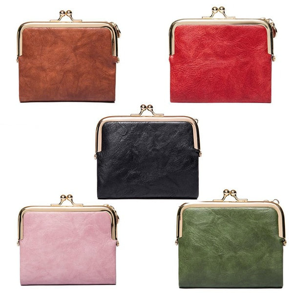 Bifold PU cuir pièce de monnaie carte porte-clés pochette portefeuille Vintage sac à main changement sac BAR