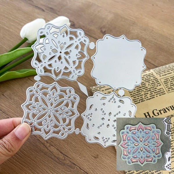 Cadre en couches de dentelle matrices de découpe en métal pochoirs découpés pour bricolage Scrapbooking Album papier carte gaufrage artisanat