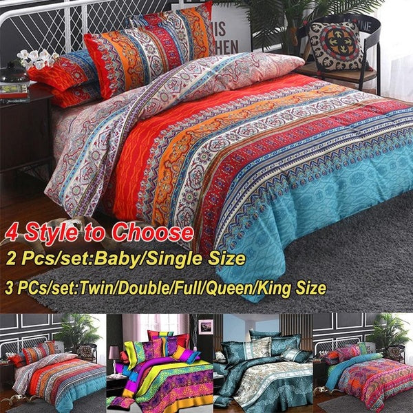 4 Options Home Decor Bohemian Mandala Duvet Cover with Pillowcase Quilt Cover Bedding Set Boho 2-3 Pcs Bedding Set 7 Sizes Baby-Single-Twin-Double-Fu