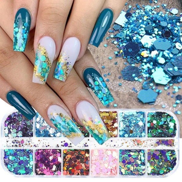 12 Colors Chameleon Nail Sequins Flakes Gradient Color Nail Accessories Nail Art Decoration