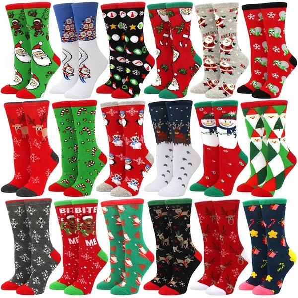 Woman Christmas Socks Funny Xmas Santa Claus Tree Snowflake Elk Snow Cotton Tube Crew Happy Sock Men New Year Funny Socks