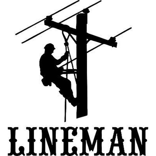 14.1cm*15.9cm Fun LINEMAN Electrician Power Woker Man Vinyl Car Sticker Decals Decor Black-Silver S6-3893