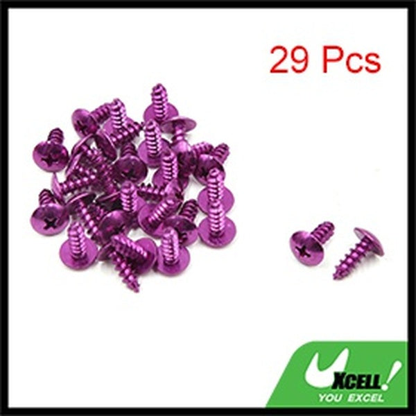 Lot de 29 vis à tête cruciforme universelles pour scooter de moto, boulons violets