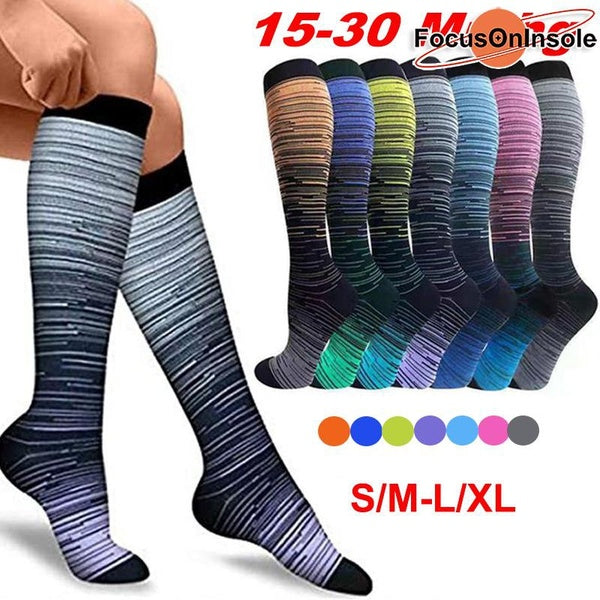 FocusOnInsole Sport Compression Socks for Women & Men 15-30mmhg Knee High Sock Compression Socks Women & Men with Foot Massage Pad and Arch Support