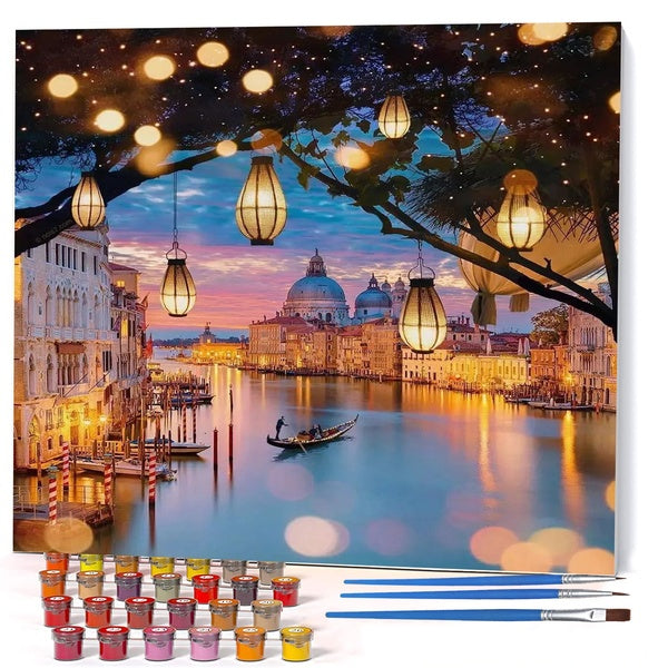 （Sunset River）FIYO Diy Oil Paint by Numbers Kits for Adults and Kids Beginner on Canvas Fashion Oil Painting Wall Art for Gift( No Frame )