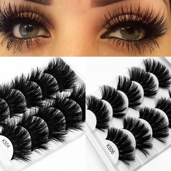 2021 vente chaude 3D 25mm 5 paires vison longue extension cils épais charme naturel maquillage fait à la main faux cils beauté