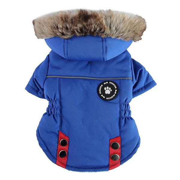 Dog Warm Clothes Pet Winter Mountaineering Chest and Back Cotton Coat Zipper Jacket CC083