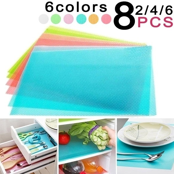 1-2-4-6-8PCS Fashion Refrigerator Pad Antibacterial Antifouling Mildew Moisture Absorption Pad Refrigerator Mats