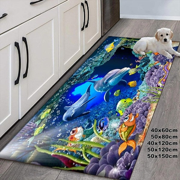 Underwater World 3D Rugs Bath Mat Bath Rugs Anti-slip Kitchen Mats Bathroom Mat Bathroom Carpets 5 Size(40X60CM-50X80CM-40X120CM-50X120CM-50X150CM)