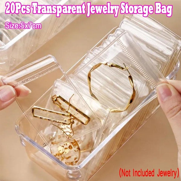 20Pcs Jewelry Storage Bag Transparent Self Sealing Jewelry Storage Book for Ring Necklace Jewelry Card Organizer Bag