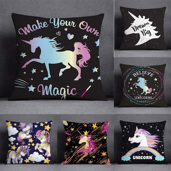 Unicorn series pattern decorative pillowcase, square pillowcase, home office decoration (45cm * 45cm)