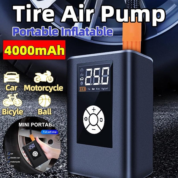 Tire Air Pump 4000mAh Portable 150PSI Handheld LED Digital Display Electric Tire Inflatable Compressor with LED Light Digital Auto Usb-Cigarette Ligh
