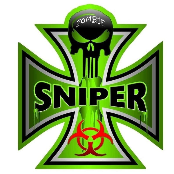 2PCs 11.4CM*12.9CM Car Sticker Personality ZOMBIE SNIPER Cross Skull The Tail Of The Car Decal