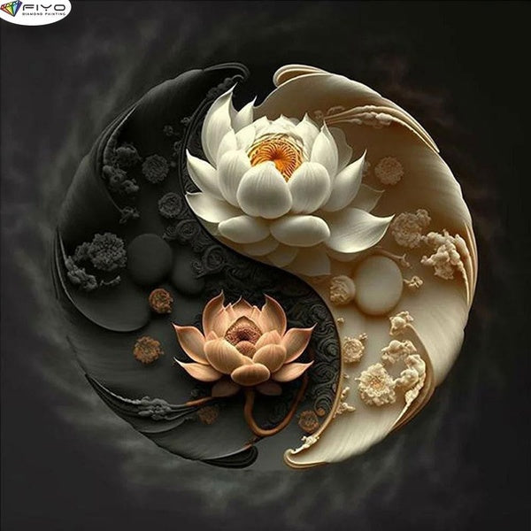 Lotus 5D Diamond Painting Diamond Embroidery Full Rhinestone Diy Mosaic Cross Stitch Kit Home DecorGift(FullRound15x25-20x30-30x40-40x50-50x70cm)(Ful