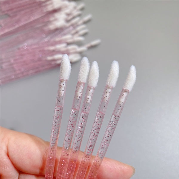 Disposable lip brush 25-50-100 Pcs Crystal Diamond Handle Mini Lipstick Lip Gloss Wands Cosmetic Applicator Wands Portable Makeup Brush Cleaner Beaut