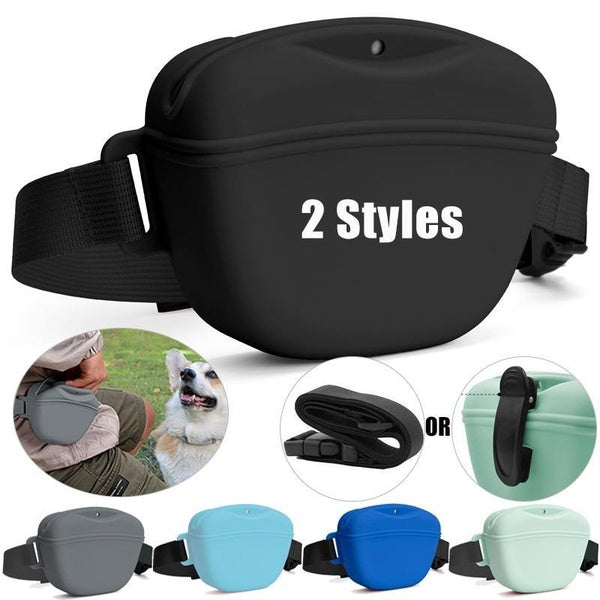 1PC Silicone Dog Treat Pouch, Upgrade Stronger Magnetic Closure To Avoid Spilling, 1.67 Cup Pet Treat Bag Fanny Pack with Waist Belt or Waist Clip fo