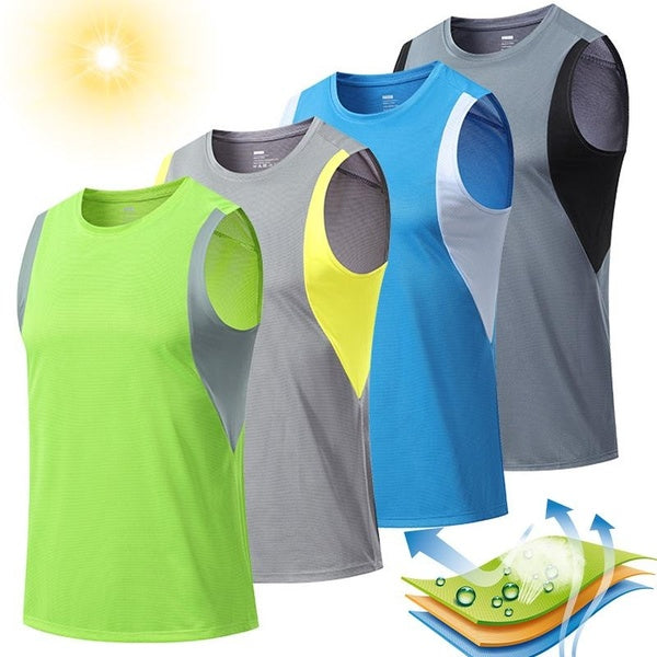 Mode Couleur Blocage Hommes Séchage Rapide Respirant Coupe Évacuation De L'humidité Active Performance Athlétique Débardeur Stretch Ultra-Doux Respir