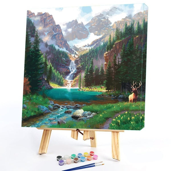 Waterfall Landscape FIYO Diy Paint by Numbers Kits for Adults and Kids Beginner on Canvas Fashion Oil Painting Wall Art for Gift( No Frame )