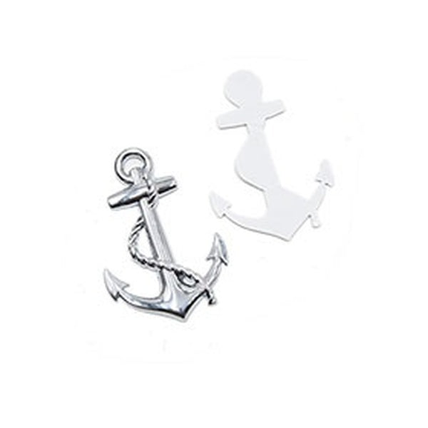 Silver Tone Metal 3D Anchor Design Self-Adhesive Decal Decor Sticker for Auto Car