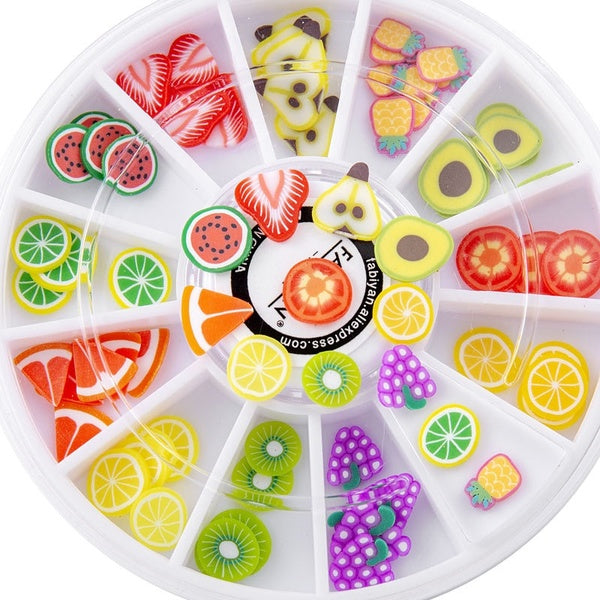 1Box Fruit Slices Charms for Nails Art Tips Slime Fruit for Kids DIY Slime Accessories Supplies Soft Pottery Decoration