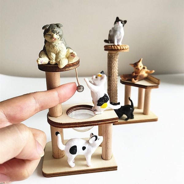 Dollhouse Cat Climber Mini Cat Climbing Frame Including Cat Toy Dollhouse Furniture Miniatures OB11 Scene