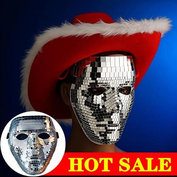 New Fashion Disco Ball Glitter Mask Women Mirror Glass Mask Masquerade Cosplay Prop for Festival Holiday Christmas Gift