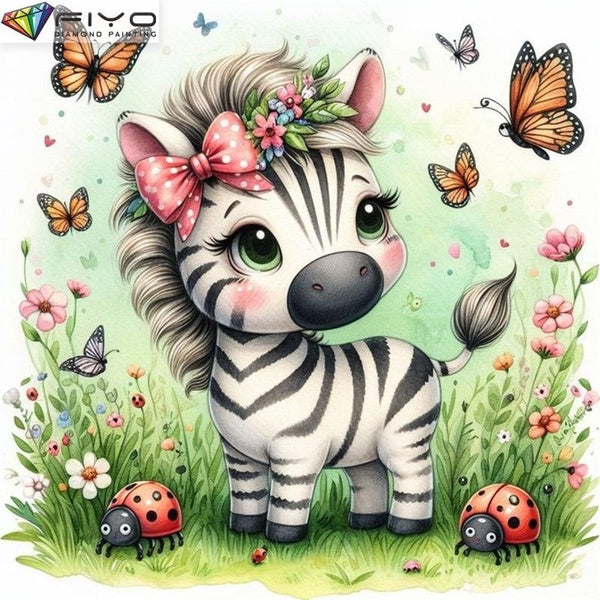 FIYO Zebras DIY 5D Diamond Painting Full Drill with Number Kits Home and Kitchen Fashion Mosaic Diamond Painting Canvas Wall Decoration Gift Crafts f