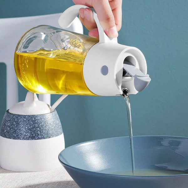 650ML Kitchen Glass Oil Bottle Oil Pot Leak-Proof Seasoning Storage Condiment Dispenser Bottle Bar Cooking Vinegar Soy Sauce Jar Salad Kitchen Items