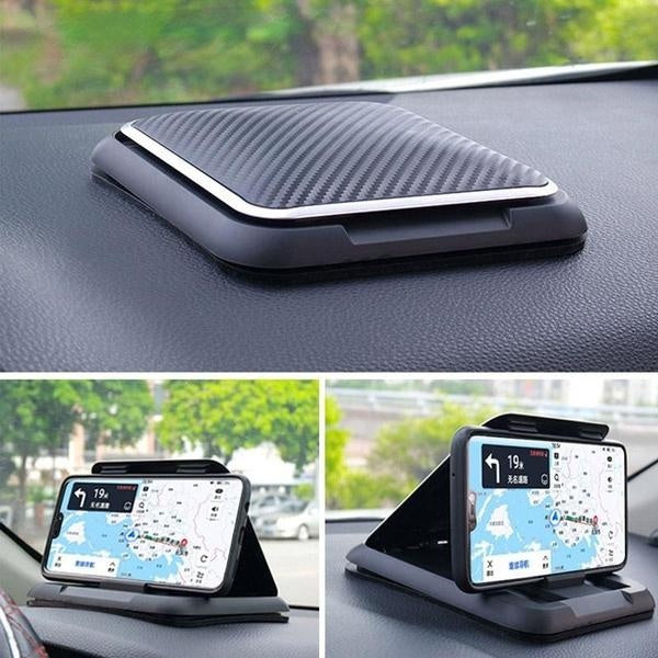 Carbon Fiber Car Phone Holder Dashboard Universal 3 to 7 Inch Phone Clip Mounting Bracket Home Phone Holder Desktop Phone Holder Bracket