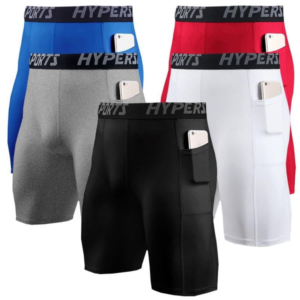Short de compression pour homme avec poche Cool à séchage rapide Sport Fitness Shorts Tight Boxer Briefs Summer Fashion Athletic Workout Underwear Sh