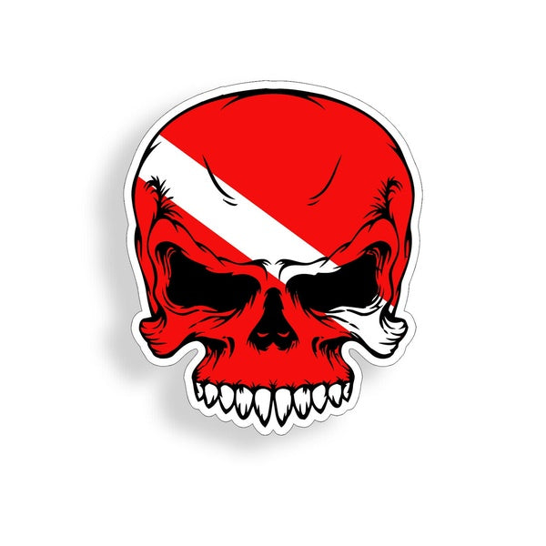 Diver Down Skull Sticker Scuba Dive Flag Tank Car Vehicle Window Bumper Decal